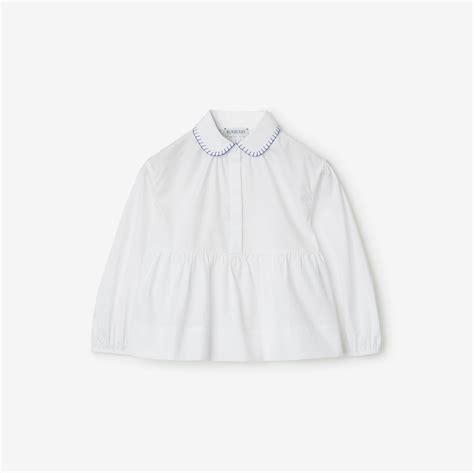 burberry blouse heren wit|Stretch Cotton Peplum Blouse in White .